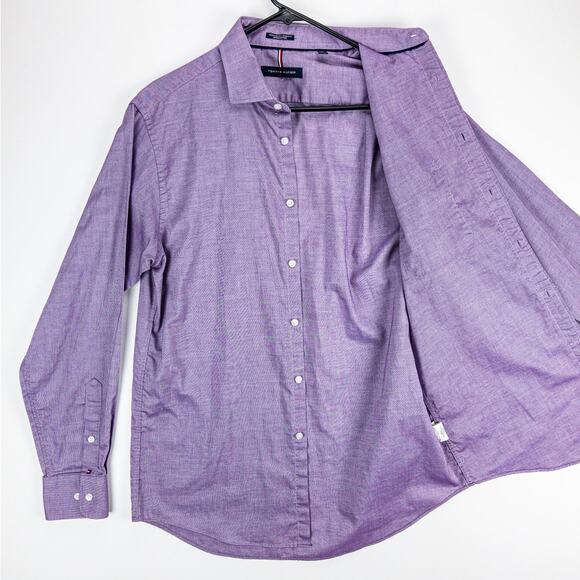 Tommy Hilfiger Dress Shirt Men's 15-15.5 34/35 Regular Fit Strech Purple - Picture 6 of 14